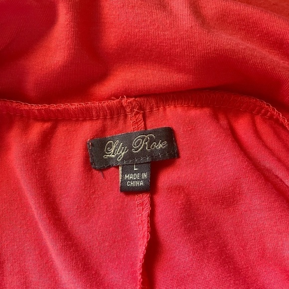 Lily Rose Madi skirt size Large Coral with asymmetrical hem, soft teeshirt feel - Picture 6 of 8